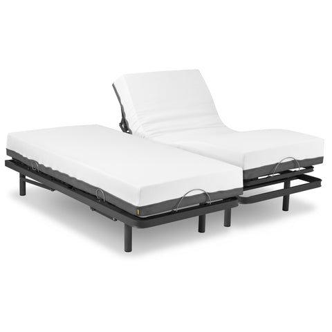 Lit double orthopédique deux lits avec télécommande sans fil et matelas viscoélastique