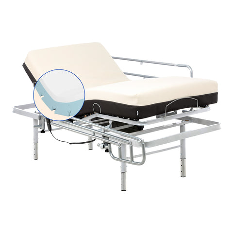 Geriafy - Pack Letto Elettrico Regolabile in 4 Altezze con Materasso Ortopedico Memory foam Cotone e sponde letto (90x190 cm, Gambe regolabili)