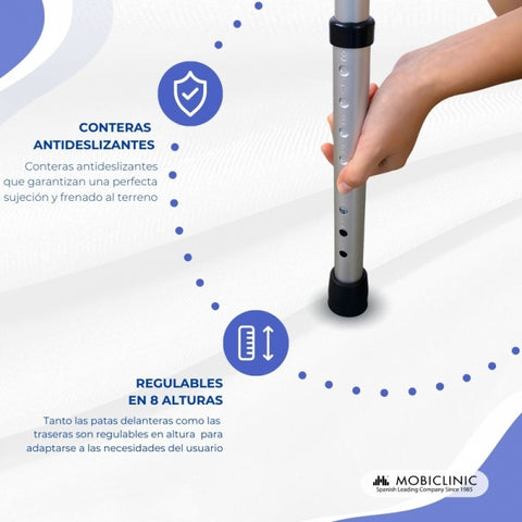 Andador plegable sin ruedas doble empuñadura