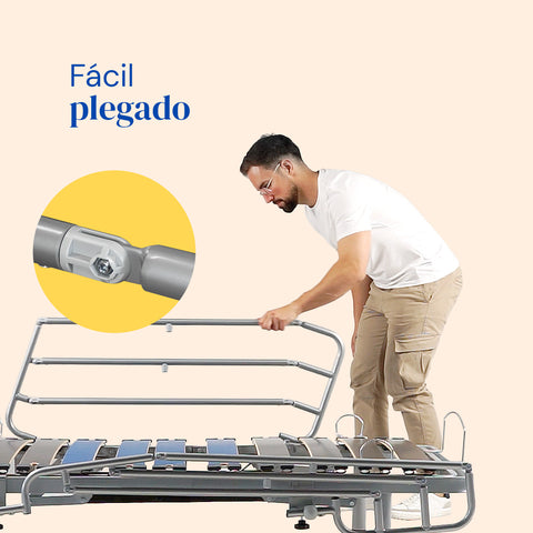 Lit articulé hospitalier avec chariot élévateur et barrières - 105x200 cm