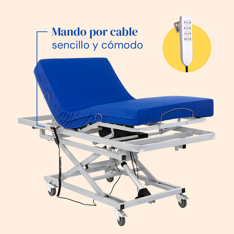 Lit articulé hospitalier à chariot élévateur avec matelas viscoélastique Professional V3 - 90x200 cm