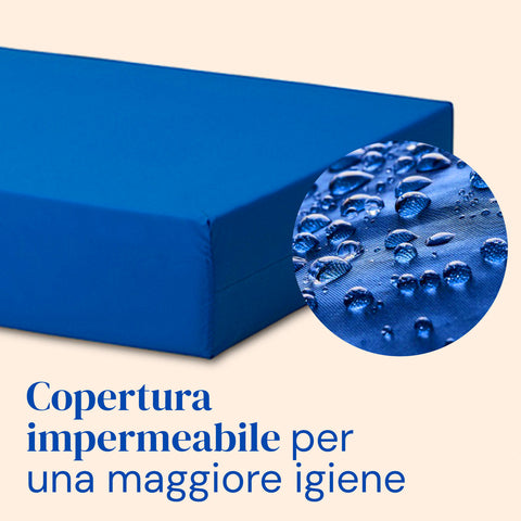 Letto ospedaliero con gambe regolabili e materasso sanitario in schiuma HR - 90x200 cm