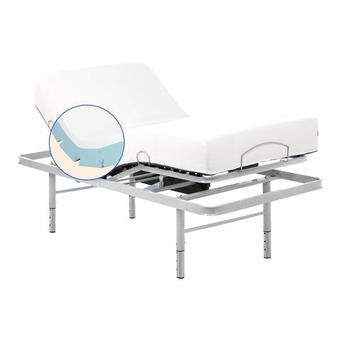 Geriafy - Pack Letto ortopedico elettrico | Materasso Visco Tencel (80x200 cm - Telecomando, Gambe regolabili)