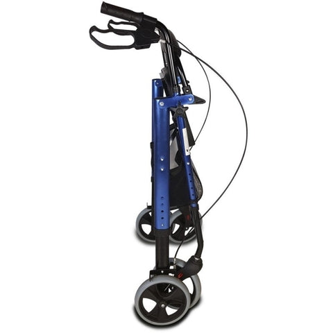 Déambulateur pliable Rollator avec 4 grandes roues couleur bleue