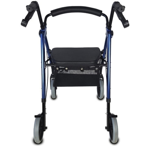 Déambulateur pliable Rollator avec 4 grandes roues couleur bleue