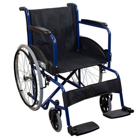 Fauteuil roulant pliant autopropulsé bleu