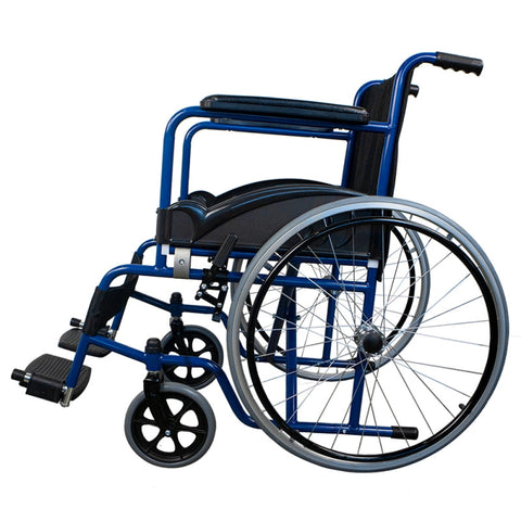 Fauteuil roulant pliant autopropulsé bleu