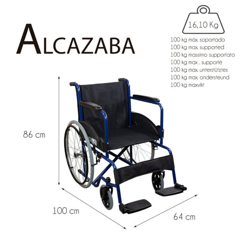 Fauteuil roulant pliant autopropulsé bleu