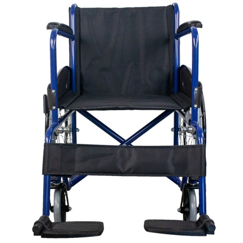 Fauteuil roulant pliant autopropulsé bleu