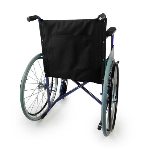 Fauteuil roulant pliant avec grandes roues bleues