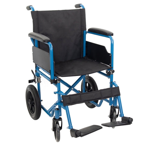 Fauteuil roulant pliant à petites roues coloris bleu