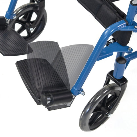 Fauteuil roulant pliant à petites roues coloris bleu