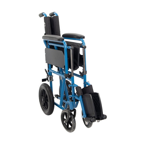 Fauteuil roulant pliant à petites roues coloris bleu